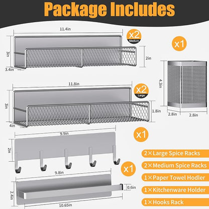 Magnetic Spice Rack for Refrigerator, 7 Pack 100% Metal Strong Magnet Shelves - Image 2