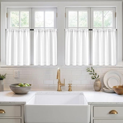 MIULEE 4-Panel 36 Inch Blackout Kitchen Tier Curtains Over Sink Pure White | - Image 7