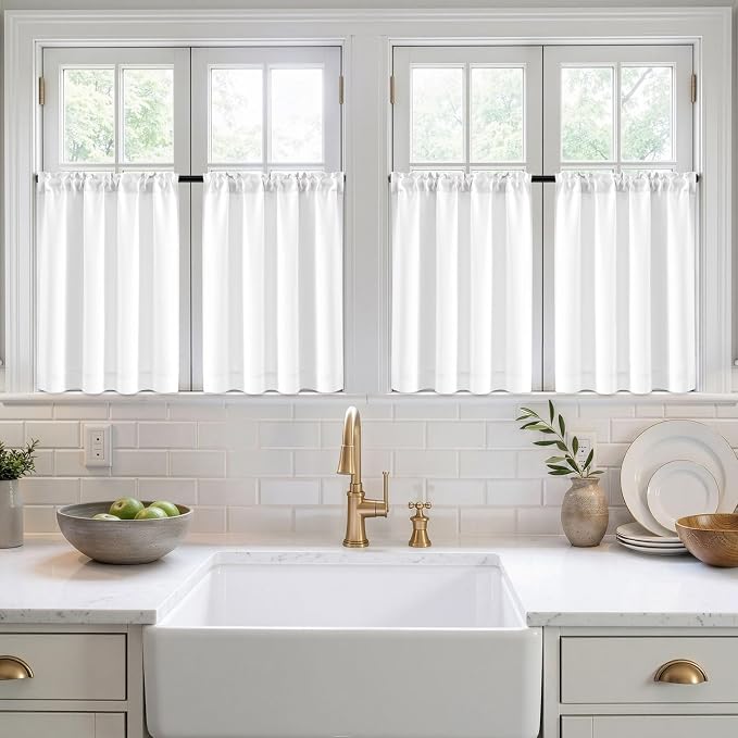 MIULEE 4 Panel Set Short Bedroom Blackout Curtains 54 Inch Long Pure White | - Image 7