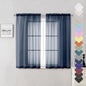 Short Sheer Curtains 54 Inches Length 2 Panels, Light Filtering Voile Curtain by Lecloud