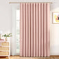 INOVADAY Linen Textured 100% Blackout Sliding Door Curtains 102x90 | Blush Pink by INOVADAY