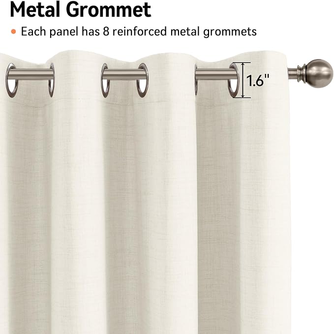 100% Blackout Linen Textured Curtains 96 Inch Long, Light Blocking, Thermal - Image 6