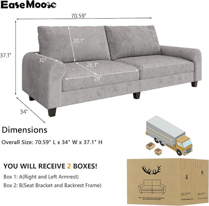 EASE MOOSE 70.6" Velvet Loveseat Sofa, Soft Deep Seat Couches - Image 2