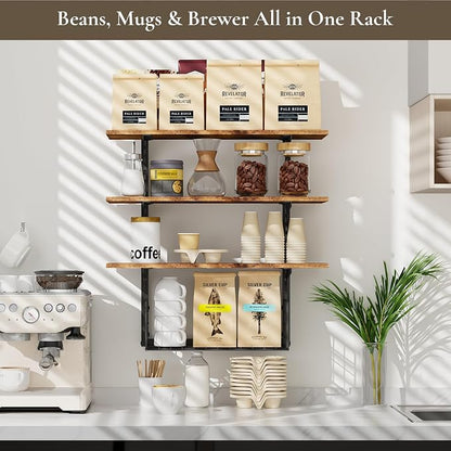 3 Tier Floating Shelf with Storage Baskets, Wall Mounted Bathroom Shelves Over - Image 7