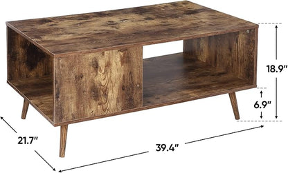 ZenStyle Mid Century Modern Coffee Table, Wooden Retro Coffee Table - Image 3