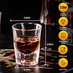 KAMMAK 2 Pack Shot Glasses Bulk 2.5oz Cool Shot Glasses with Heavy Base for Whiskey, Vodka in Bar And Party Gifts for Men, Whisky Lovers, Wedding, Anniversary, Birthday