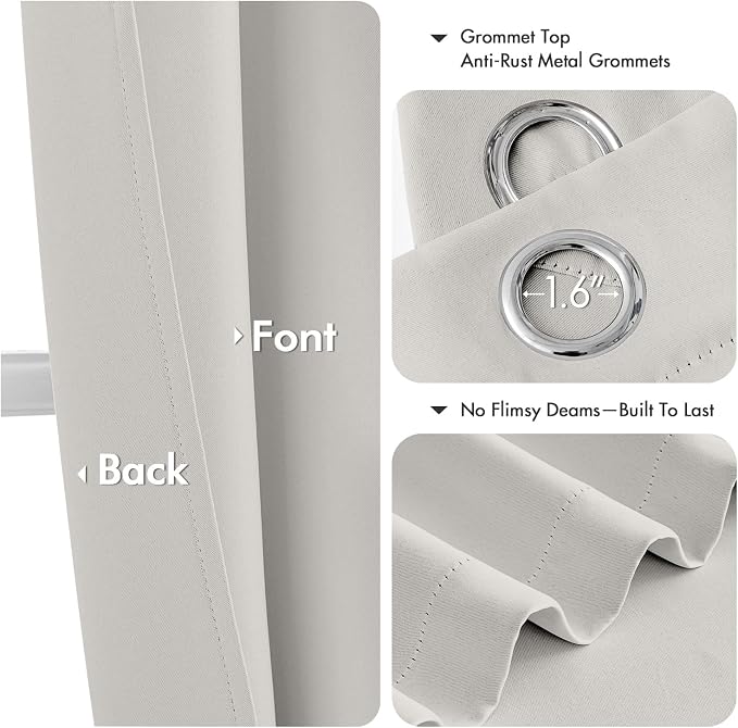 MIULEE Blackout Curtains for Bedroom 2 Panels 40x63 Inch Long Natural White | - Image 4