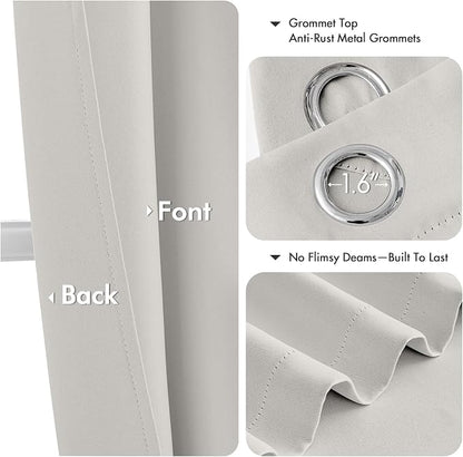 MIULEE Blackout Curtains for Bedroom 2 Panels 40x63 Inch Long Natural White | - Image 4