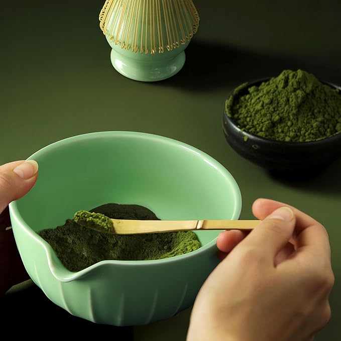 7 Pieces Matcha Whisk Set - Ceramic Matcha Kit with Bowl, Whisk, Holder, Bamboo Scoop, Rest, Sifter, and Tea Towel – Elegant Matcha Gift Set for Women