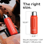 BOBBER 26 oz Stainless Steel Heavy Duty Thermos for Hot and Cold Drinks – Dishwasher Safe Insulated Water Bottle with Cup Lid – Keeps Hot for 36 Hours – Leak-Proof Rugged Thermos with Screw Lid (Red)