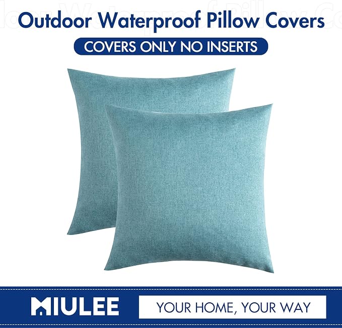 MIULEE Pack of 2 Decorative Outdoor Solid Waterproof Throw Pillow Covers Euro - Image 6