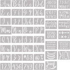 Stencils for Painting, 45 Pack, 4 Inch and 2 Inch Letter Stencils and Numbers, Symbols and Signs, Alphabet Stencils. Reusable Calligraphy Letter Stencils for Arts Crafts Painting Wood