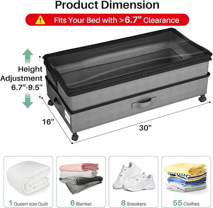 Kitstorack 4 Pack Height-adjustable Under Bed Storage - Image 2