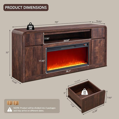 Modern Fireplace TV Stand with 36" LED Electric Fireplace - Image 2