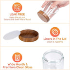 Yangbaga 12Pcs Glass Spice Jars with Labels-8oz Acacia Wood Lid Square Spice Containers,Seasoning Jars for Rack Cabinet Drawer,KitchenPantry Daily Use