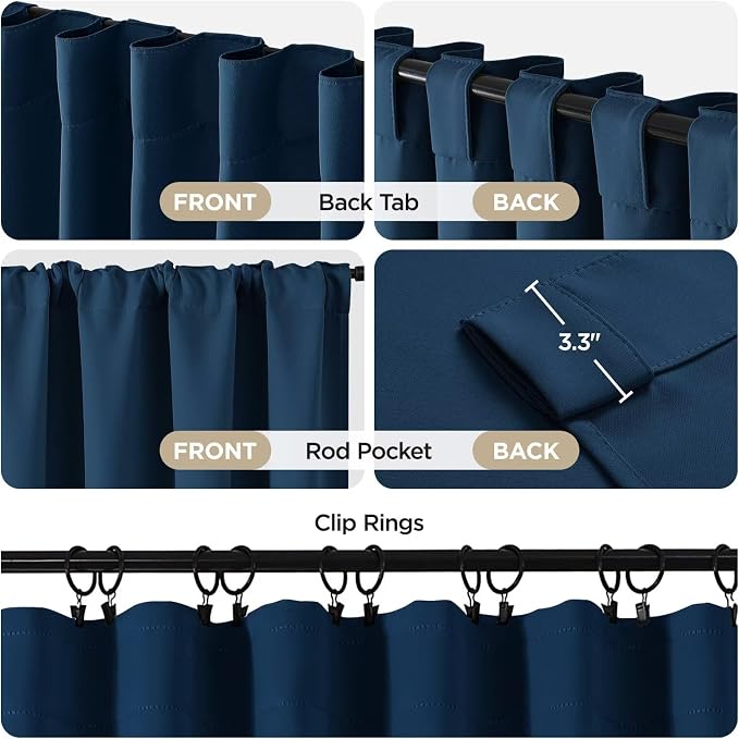 Joydeco Blackout Curtains 108 Inches Long, Thermal Insulated Black Out Curtains - Image 2
