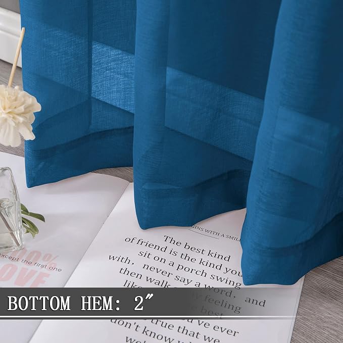 Tollpiz Sheer Curtains Linen Textured Living Room Curtain Sheers Light - Image 4