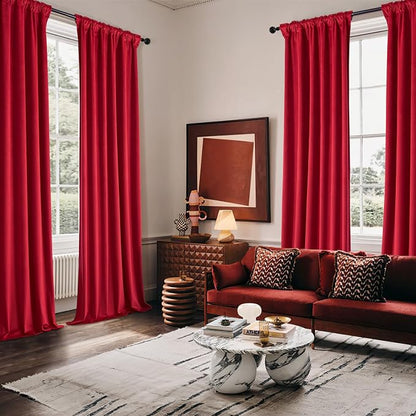 MIULEE Velvet Curtains 50W x 84L 2 Panels Red Blackout Curtains | Luxury velvet - Image 5