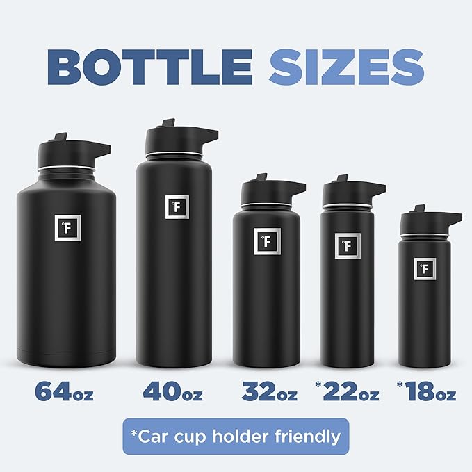 IRON °FLASK Camping & Hiking Hydration Flask with 3 Lids - Stainless Steel, Double Walled & Vacuum Insulated Water Bottle - Leak Proof & BPA Free (Bubble Gum, Straw - 22 oz)