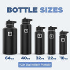 IRON °FLASK Camping & Hiking Hydration Flask with 3 Lids - Stainless Steel, Double Walled & Vacuum Insulated Water Bottle - Leak Proof & BPA Free (Aurora, Straw - 40 oz)