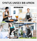 Syntus 12 Pack Bib Apron, Unisex Aprons Adjustable Waterdrop Resistant with 2 Pockets Cooking Kitchen Apron for Chef, BBQ Drawing Apron Bulk, Black