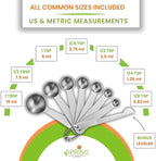 Spring Chef Stainless Steel Measuring Spoons Set of 8 with Leveler, Round Metal Teaspoon & Tablespoon Measuring Spoons - Nesting Kitchen Gadgets For Baking & Cooking, Dry & Liquid Ingredients