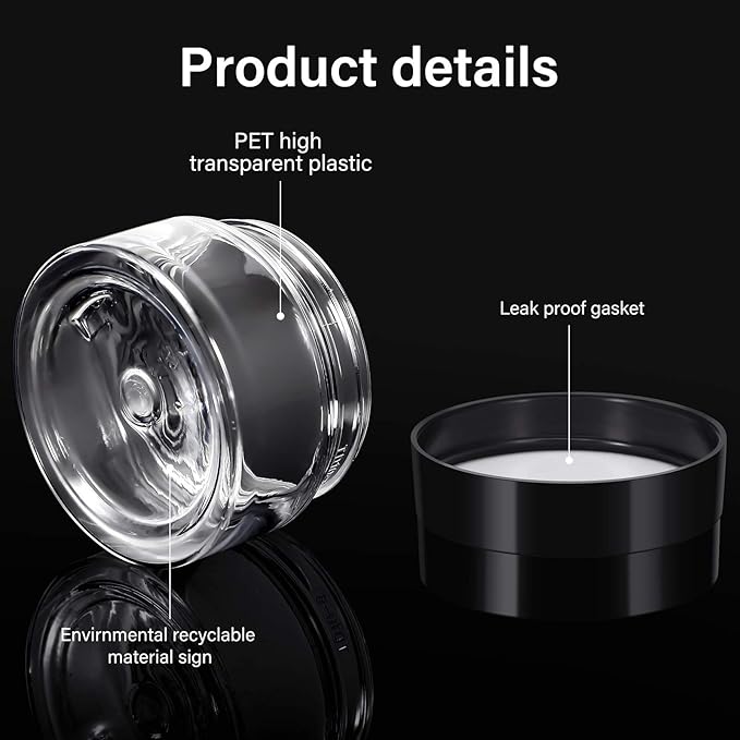 Patelai 4 Pieces Round Wide-mouth Leak Proof Plastic Container Jars with Lids for Travel Storage Makeup Beauty Products Face Creams Oils Salves Ointments DIY Making(1 Ounce,Black)