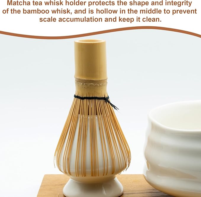 HARFINGTON Ceramic Chasen Stand 70mm Matcha Whisk Holder Teas Set Whisks Stand Traditional Matcha Tea Chasen Holder Tea Set Accessories for Tea Tasting, Earth Yellow