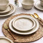 AmorArc Ceramic Dinnerware Sets,Stoneware Handmade Reactive Glaze Plates and Bowls Sets,Chip and Crack Resistant | Dishwasher & Microwave Safe,Dishes Set Service for 4 (12pc)