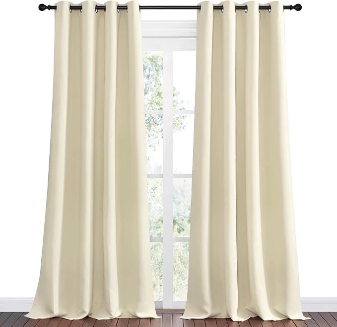 NICETOWN Beige Room Darkening Curtains 96" Long - Image 2