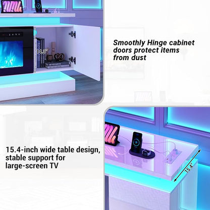 chartustriable 81IN LED TV Stands w/50 inch Fireplace Power Outlet - Image 7