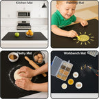 Silicone Baking Mat 35.4"x23.6" Food Grade Silicone Mats for Kitchen Counter Large Countertop Protector Mat with Edge Heightening Non-slip Heat Resistant Mats for Countertop Easy Clean(Black)