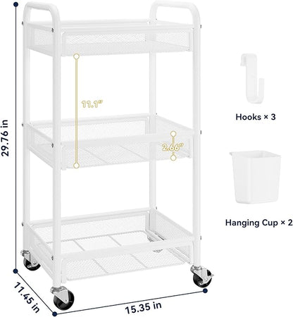 YASONIC 3 Tier Rolling Cart – Metal Utility Storage Carts - Image 6
