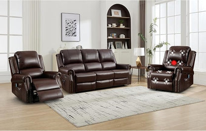EBELLO Faux Leather Power Living Room Furniture Set, Included 2 Reclining 1 by EBELLO