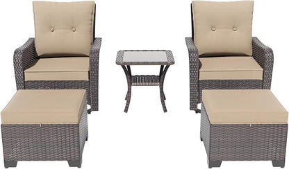 ALAULM 5-Piece Outdoor Swivel Rocking Chair Set - Image 7