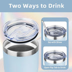MEZMUT 1 Pack 20oz Insulated Coffee Tumbler with Lid and Straw Double Wall Vacuum Insulated Cup Stainless Steel Travel Mugs Leakproof Powder Coated Tumbler for Indoor Outdoor(Sky Blue)