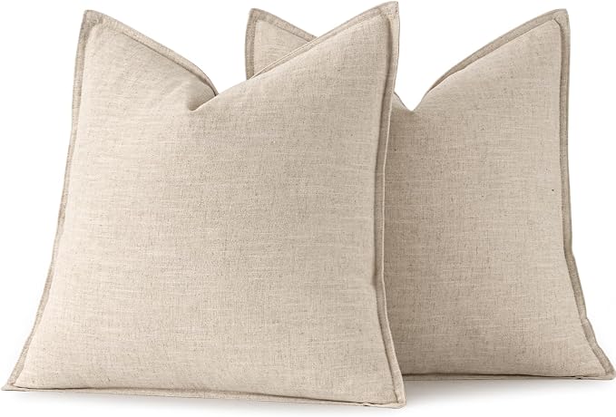 MIULEE Decorative Linen Euro Sham Pillow Covers 28x28 Inch Natural Beige | Boho - Image 6
