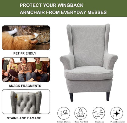 HAOYONG Waterproof Wing Chair Slipcovers Stretch Wingback Chair Covers 3 Pieces - Image 5