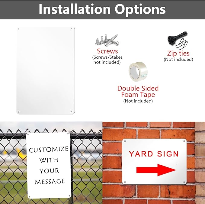 White Blank Metal Sign,10 x 7 Inches Sturdy Rust Free Aluminum Metal Signs White Color Blank Sign, Waterproof, Easy Mounting, Indoor or Outdoor Use (4)