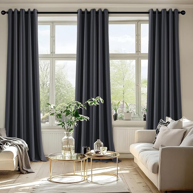 MIULEE Blackout Curtains for Bedroom 2 Panels 40 x 90 Inch Long Dark Grey | - Image 6