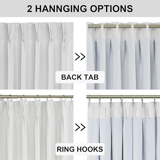 Vision Home White Pinch Pleated Full Blackout Curtains Thermal Insulated Window - Image 5