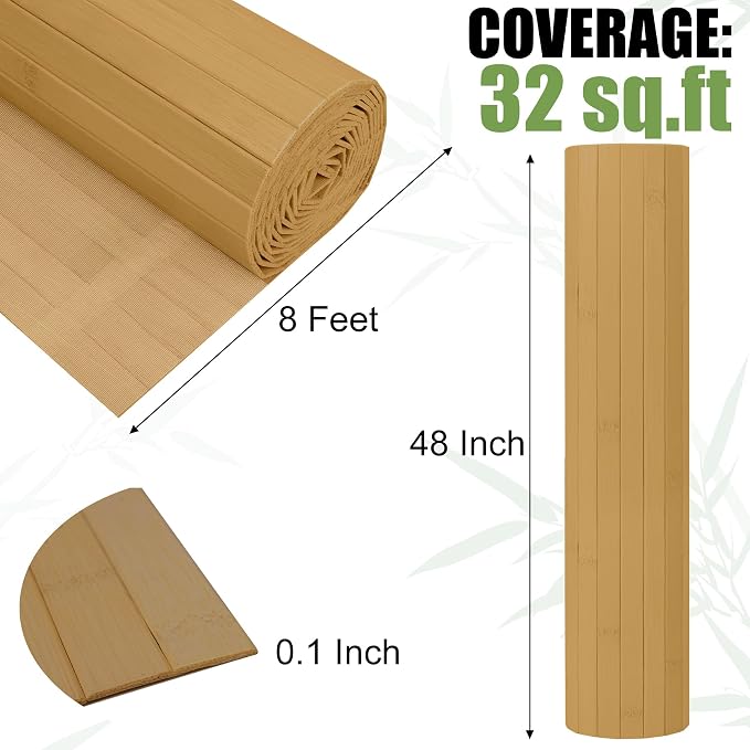 2 Pack Bamboo Wall Panel for Interior Wall Decor, Renewable Pole Wrap - Image 2