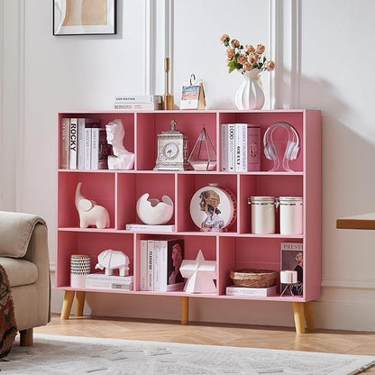 LEYAOYAO 10 Cube Bookshelf, 3 Tier Vintage 55" Wide Bookcase - Image 7