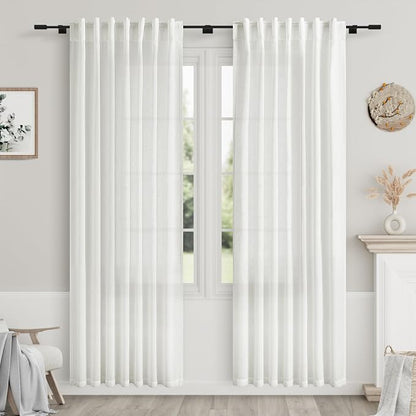 Off White Linen Curtains 80 inches Long by Nanspring
