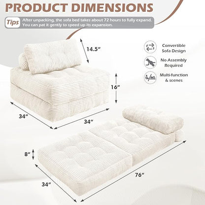 Folding Sofa Bed, Convertible Sleeper Chair - Image 2