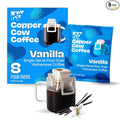 Copper Cow Premium Pour Over Single-Serve Vietnamese Coffee | Vanilla | Dark Roast | Flavored with Vanilla Beans | Includes 8 Coffees