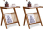 Tiita 2 Pack Rattan Side Table, Mid Century Nightstand, Bamboo Accent Bedside by TiitaHome