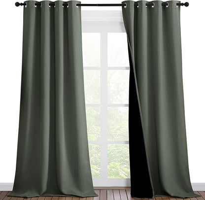 NICETOWN Dark Mallard Blackout Curtains 90 inches Long, Full Light Blocking by NICETOWN