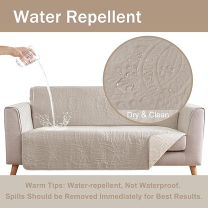 Large Beige Recliner Chair Covers, Quilted Décor Water-Repellent Lazy Boy Chair - Image 6