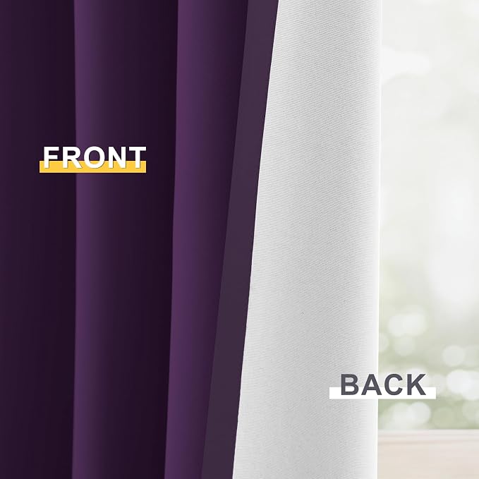 Yakamok Purple 100% Blackout Curtains 63 Inches Long - Image 6